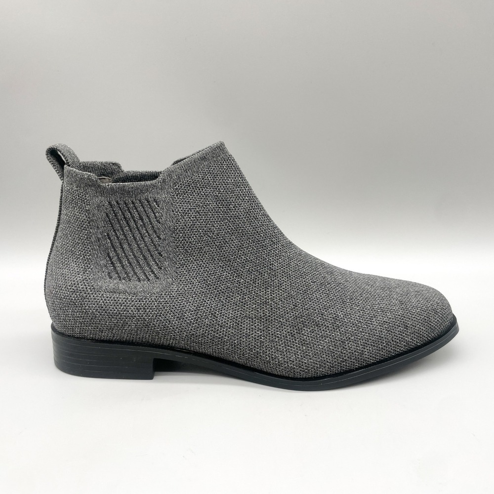 Vivaia Womens 39.5 Ryan Pro Chelsea Boots Grey Knit Square Toe Heel Minimalist